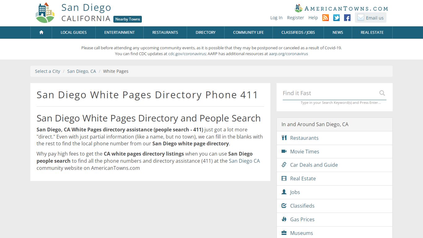 San Diego White Pages Directory Phone 411 - AmericanTowns.com